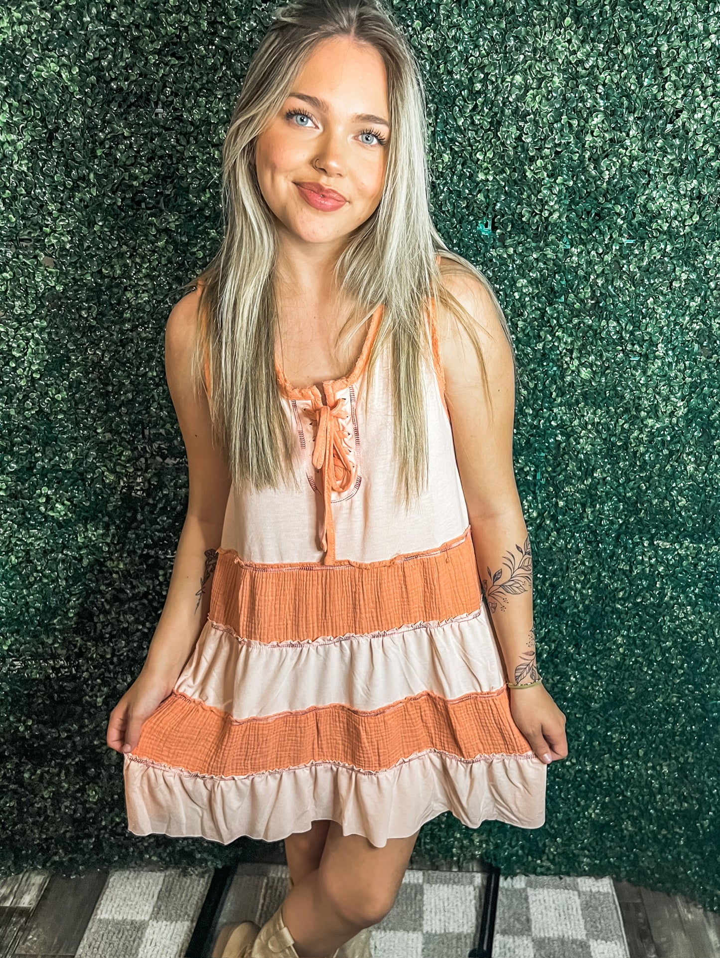 Just Peachy Ruffle Dress