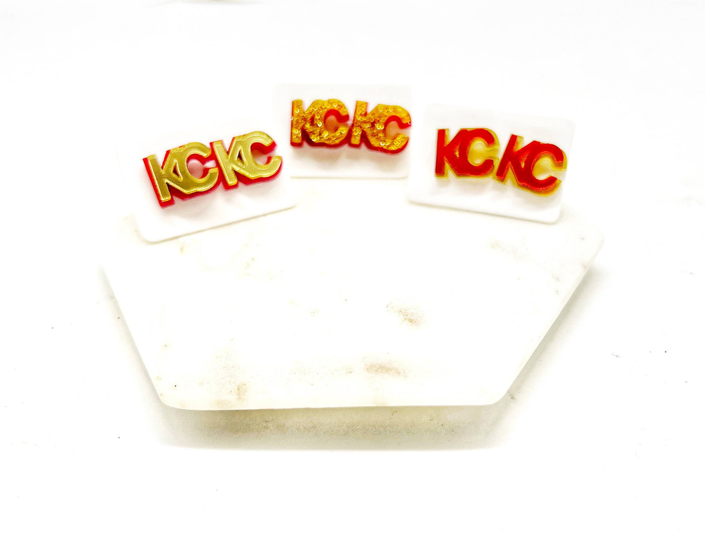 Gold and Red KC Kansas City Chiefs Game Day Stud Earrings