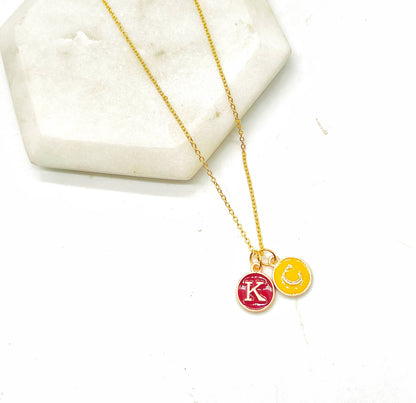 Red Yellow KC Enamel Charm Chiefs Kansas City Necklace