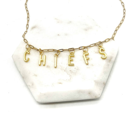 Gold KC Football Charm Chiefs Kansas City Necklace