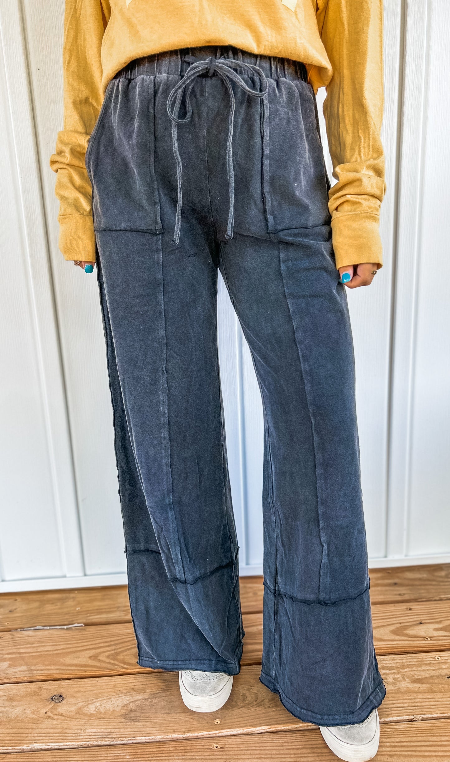 Cozy Vibes Mineral Washed Wide Leg Pants - Sawyer + Co.