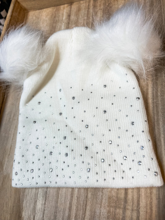 Sparkle Knitted Winter Hat White