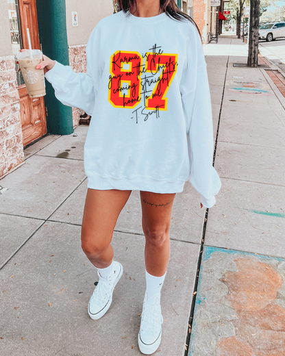87 Karma Is The Guy On The Chiefs NFL X Taylor Crewneck Pull: Large / Sandstone