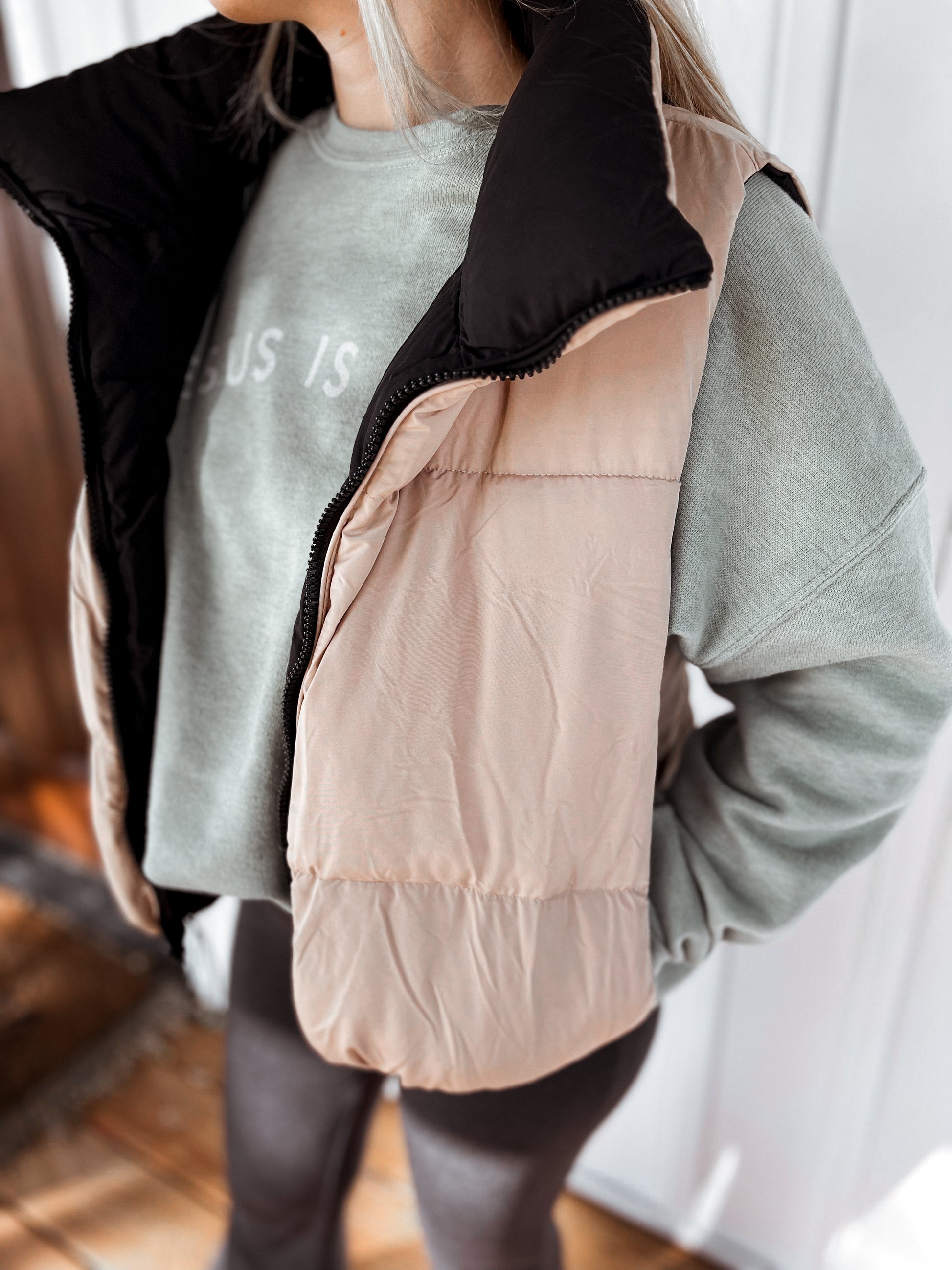 Reversible Cropped Puff Vest - Sawyer + Co.