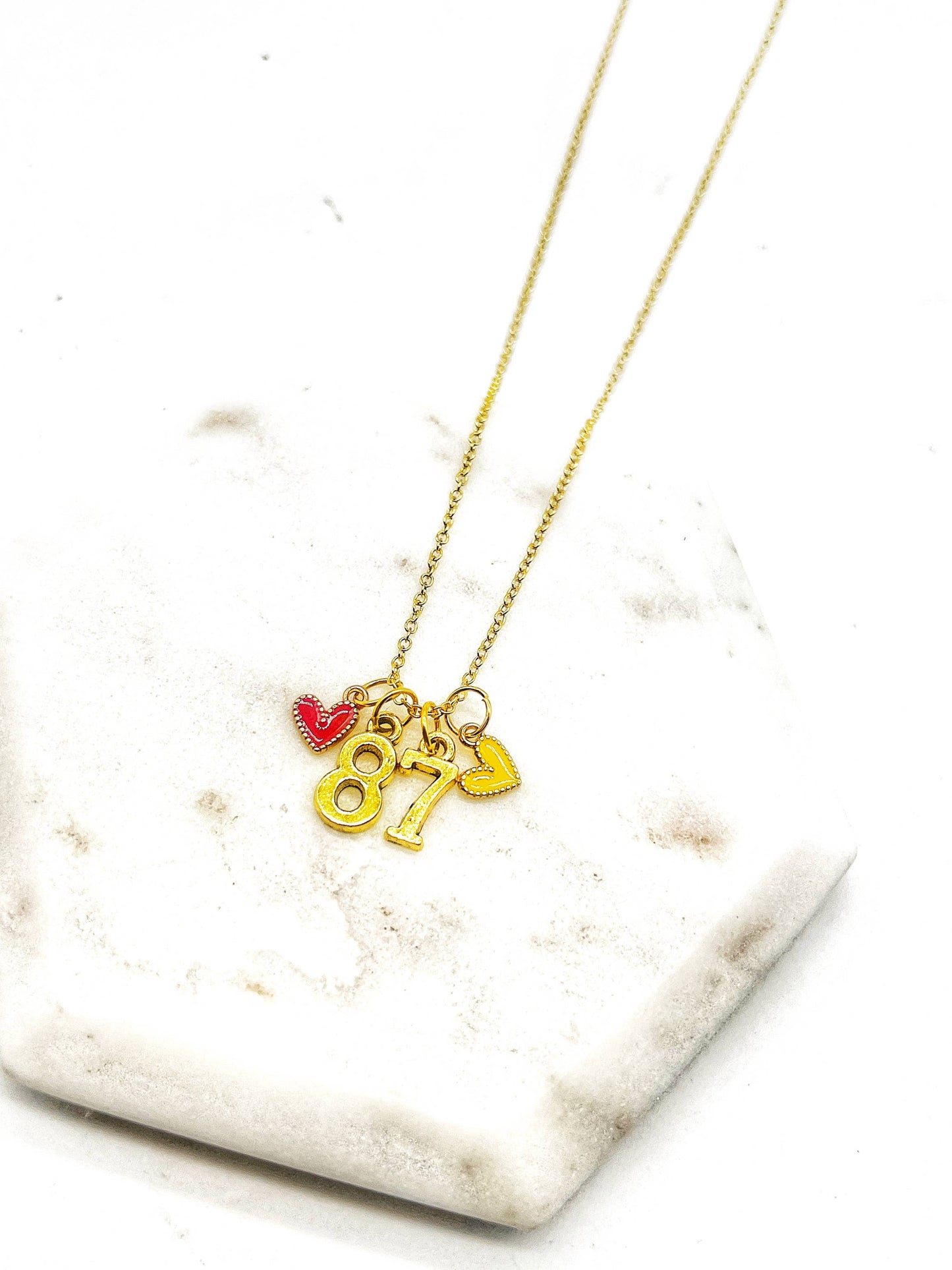 Gold 87 Kelce Kansas City Charm Necklace Chiefs  KC