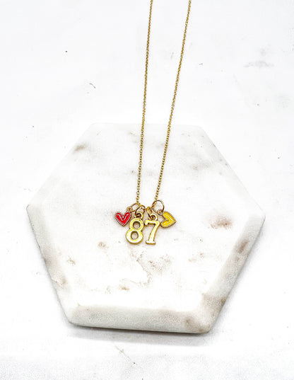 Gold 87 Kelce Kansas City Charm Necklace Chiefs  KC