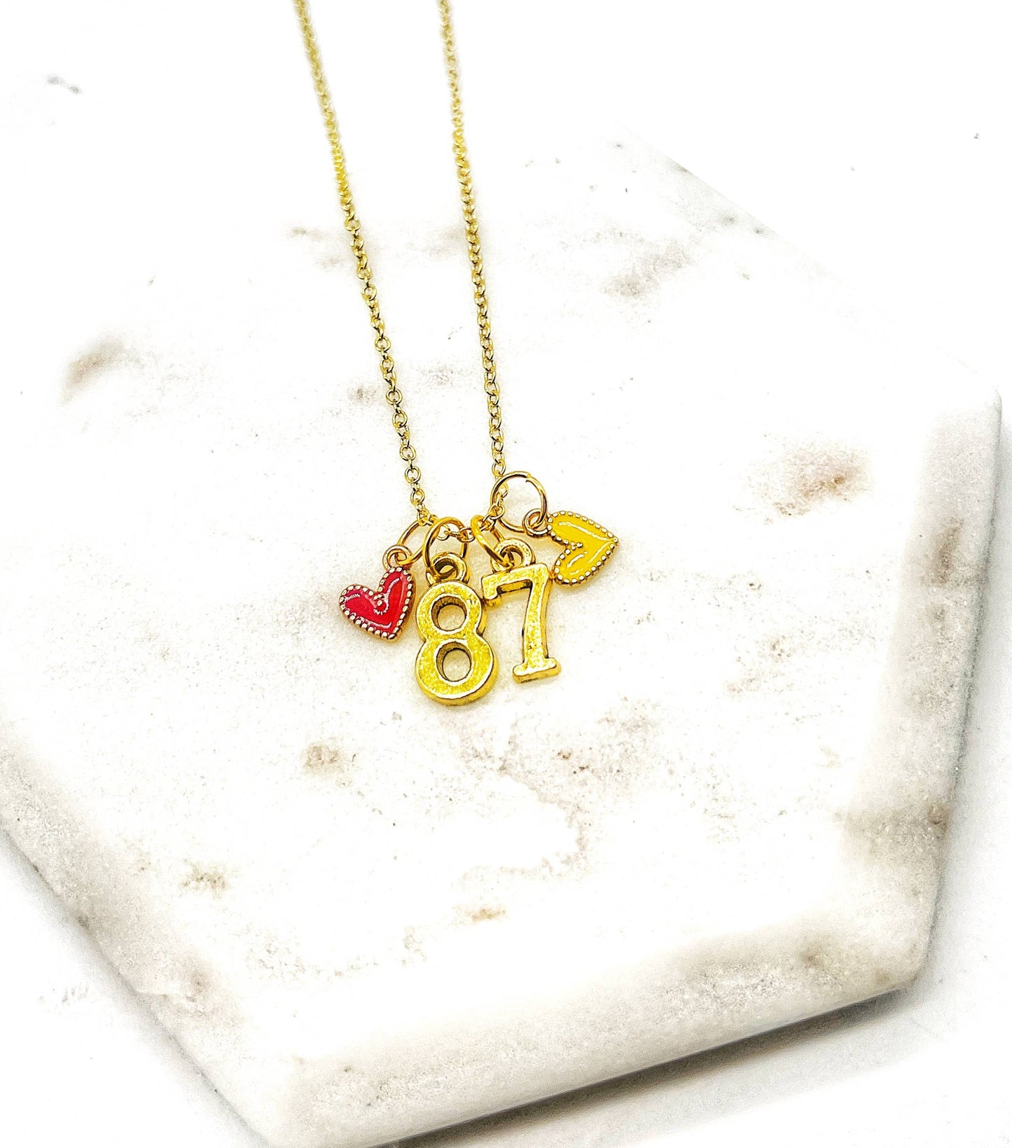 Gold 87 Kelce Kansas City Charm Necklace Chiefs  KC