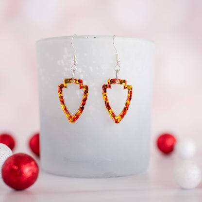 Petite Red & Gold Confetti Cutout Arrowhead Dangles KC