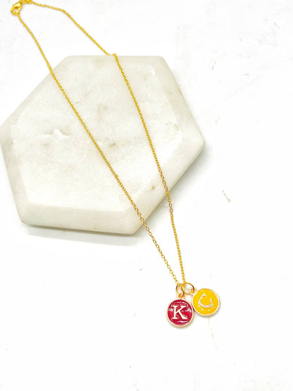 Red Yellow KC Enamel Charm Chiefs Kansas City Necklace