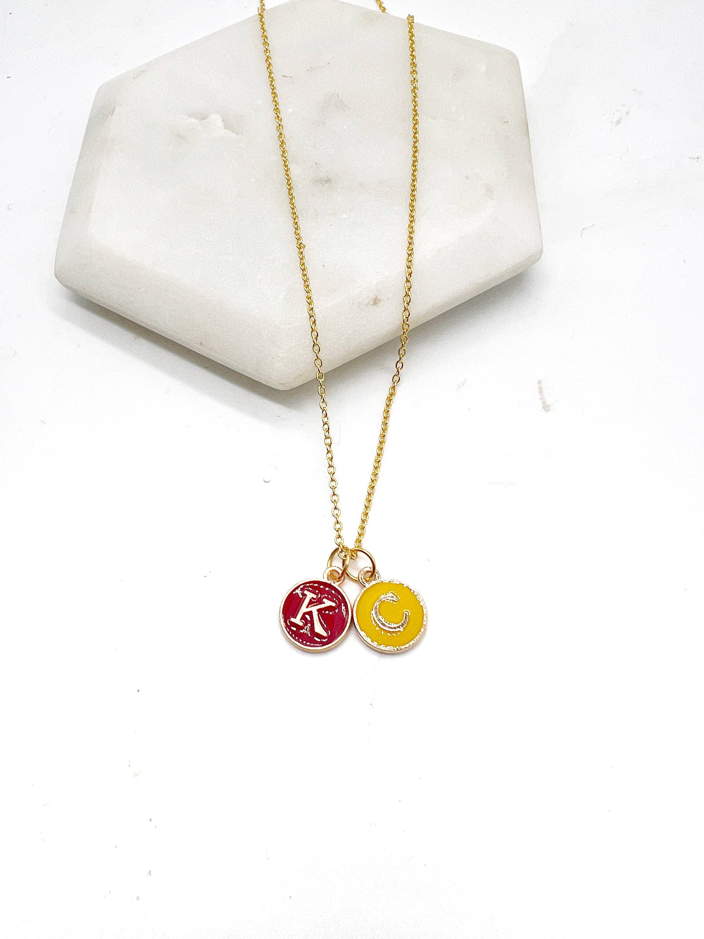 Red Yellow KC Enamel Charm Chiefs Kansas City Necklace