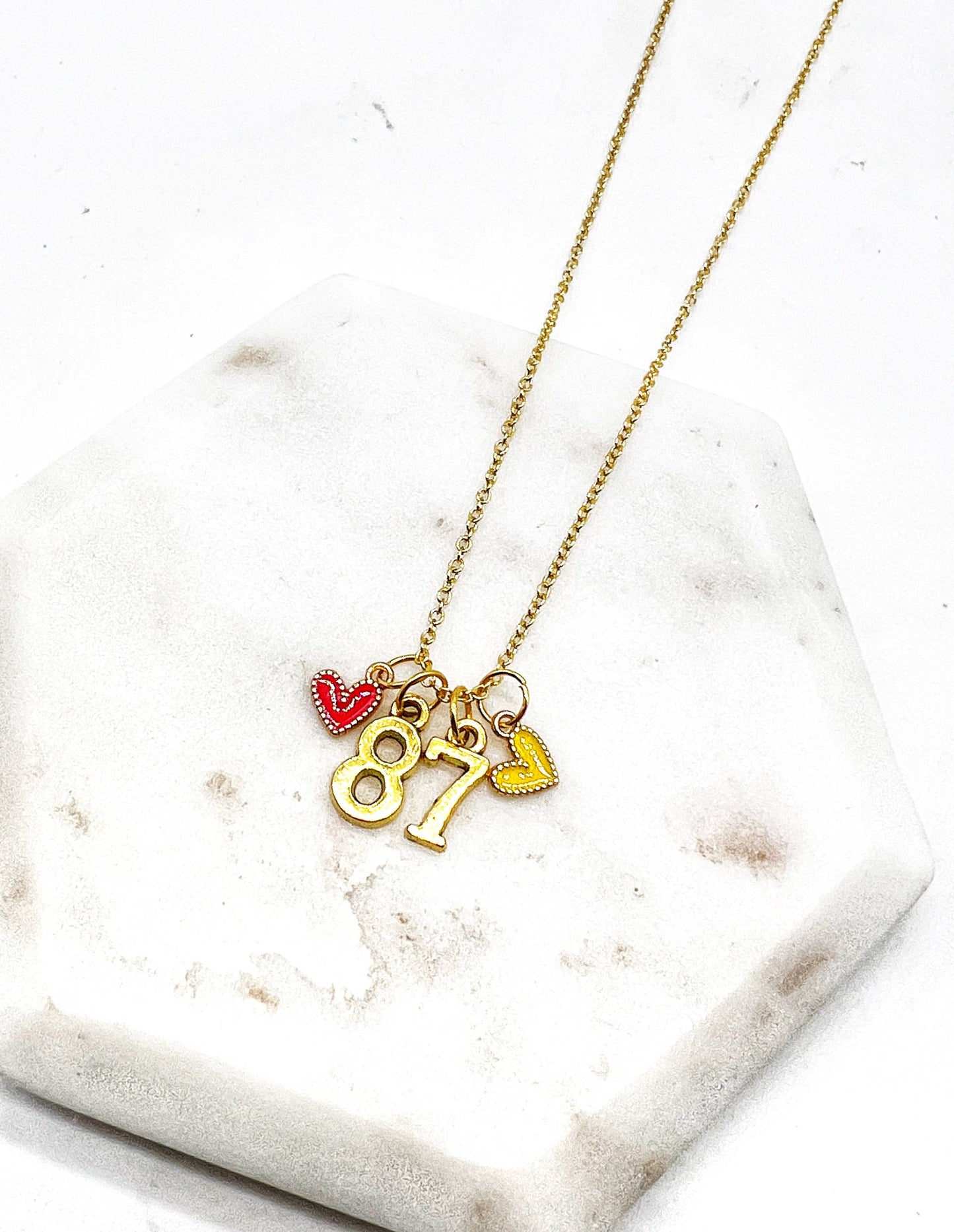 Gold 87 Kelce Kansas City Charm Necklace Chiefs  KC