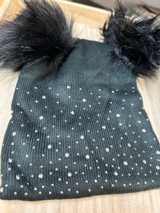 Sparkle Knitted Winter Hat Black