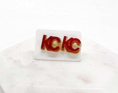 Gold and Red KC Kansas City Chiefs Game Day Stud Earrings