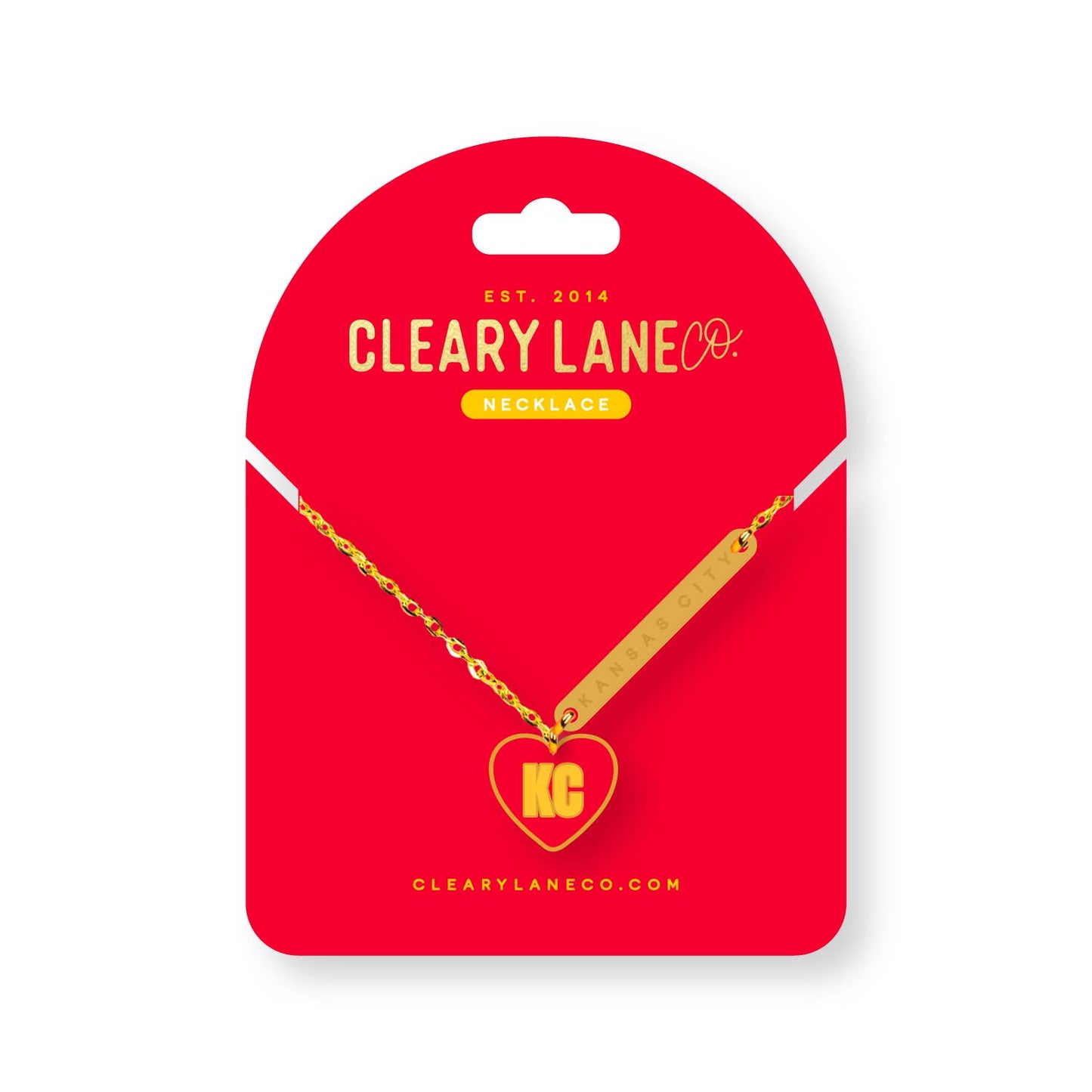 Kansas City Red & Yellow Heart Gold Enamel Necklace - PREORDER MID-SEP