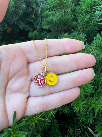 Red Yellow KC Enamel Charm Chiefs Kansas City Necklace