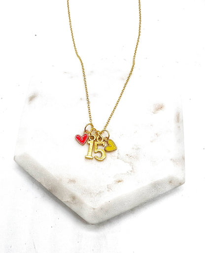 Gold 15 Mahomes Kansas City Charm Necklace Chiefs KC