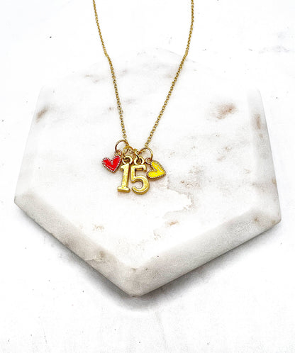 Gold 15 Mahomes Kansas City Charm Necklace Chiefs KC