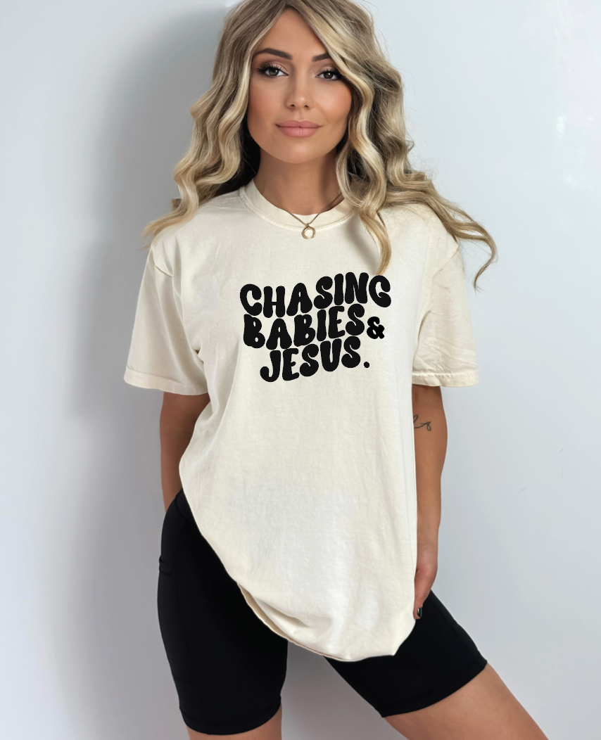 Chasing Babies & Jesus © Tee: Large / Black