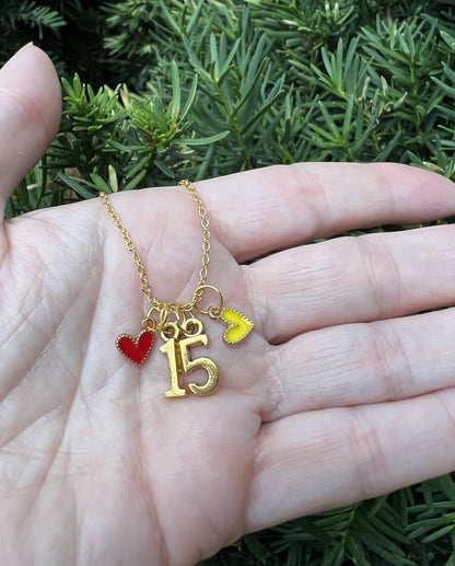 Gold 15 Mahomes Kansas City Charm Necklace Chiefs KC