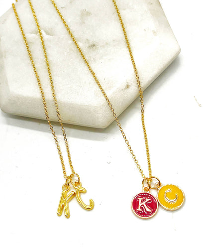 Red Yellow KC Enamel Charm Chiefs Kansas City Necklace