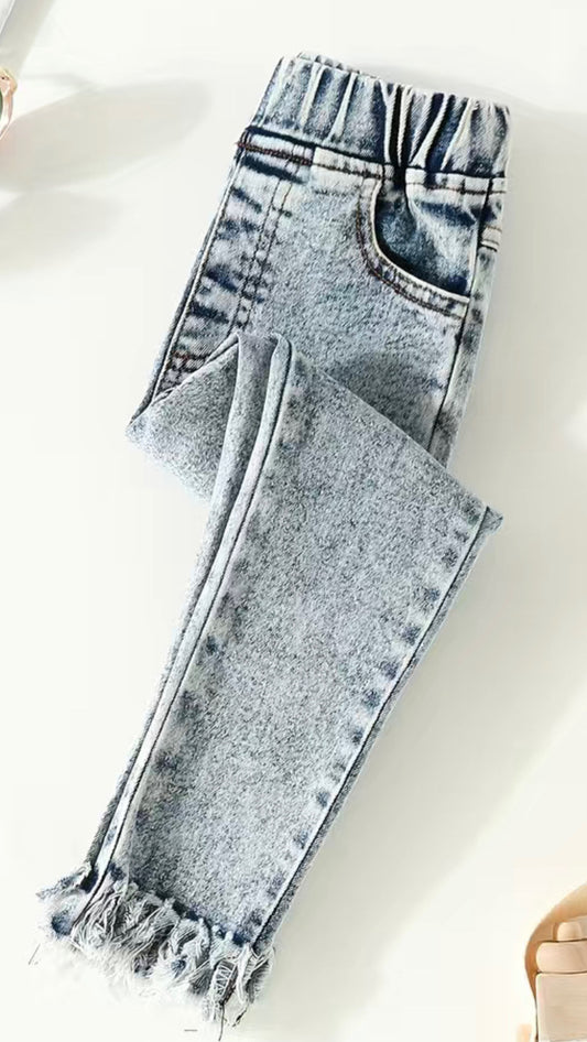 Light Wash Elastic Jeans