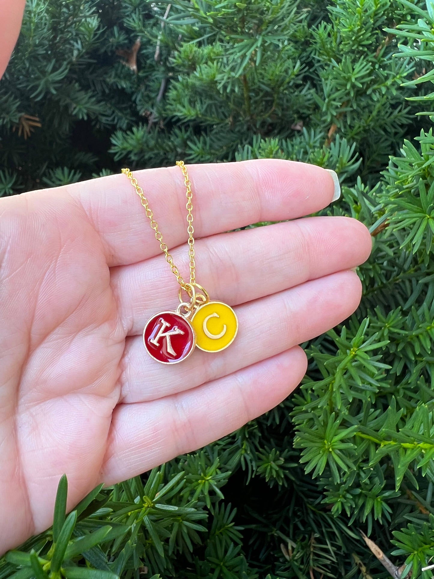 Red Yellow KC Enamel Charm Chiefs Kansas City Necklace