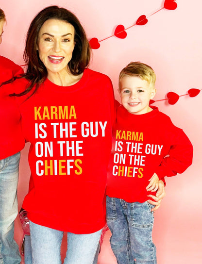 Y&A Karma is the Guy on the Chiefs Sweatshirt/FAST SHIP: Red / YS