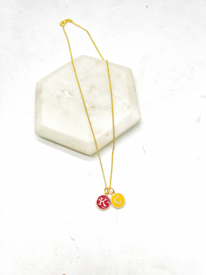 Red Yellow KC Enamel Charm Chiefs Kansas City Necklace