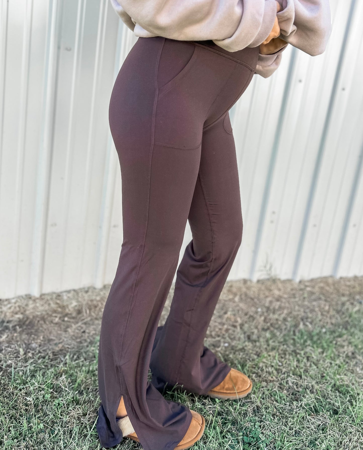 Forever Favorites Flare Yoga Pants In French Press - Sawyer + Co.