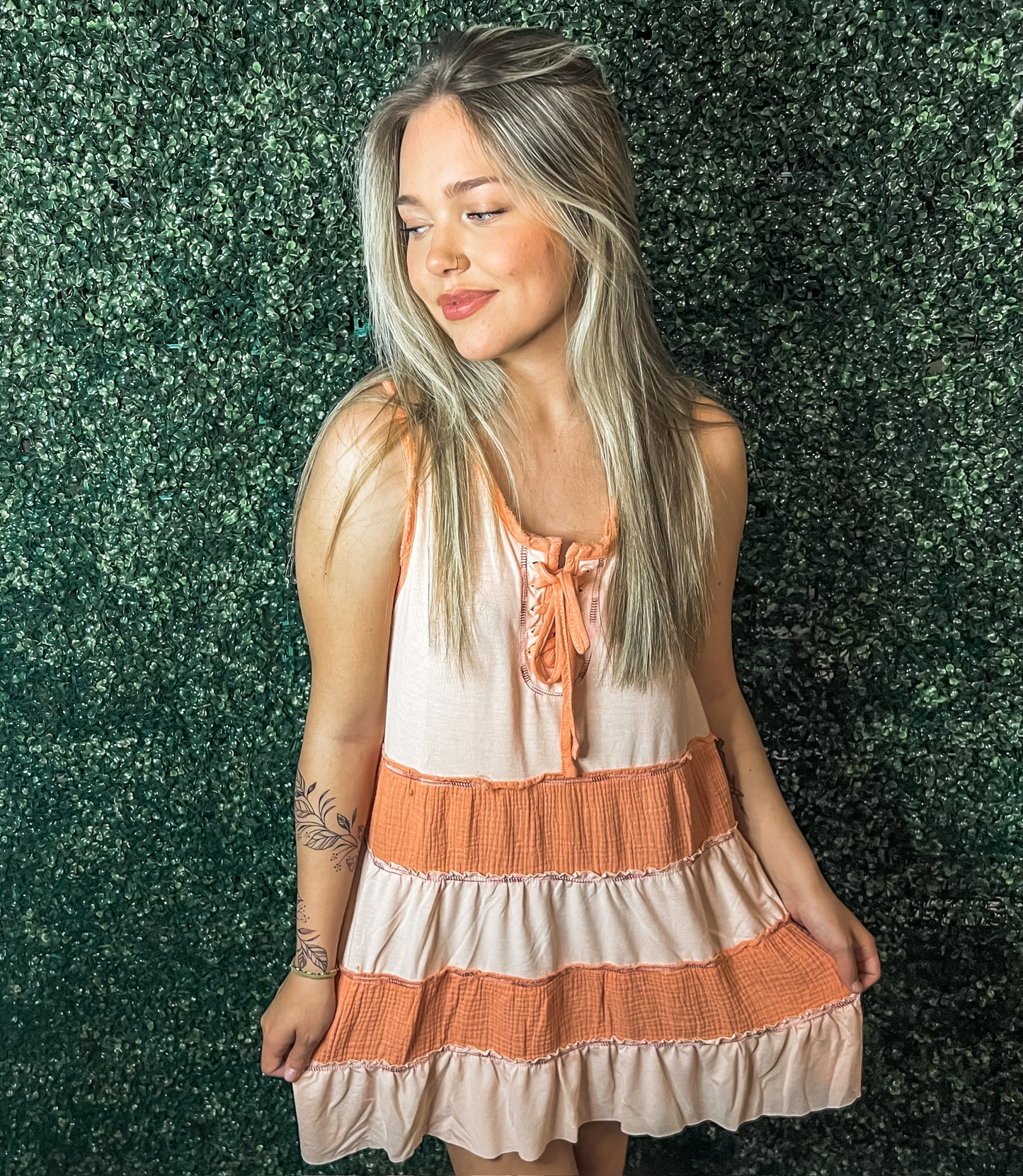 Just Peachy Ruffle Dress