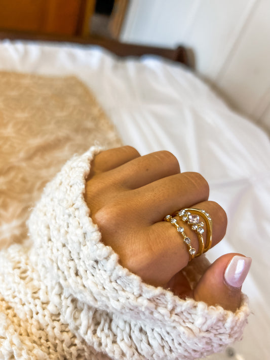 Gold 3 Piece Stacked Rings