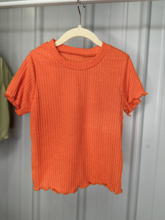 Ribbed Crop Tee Orange