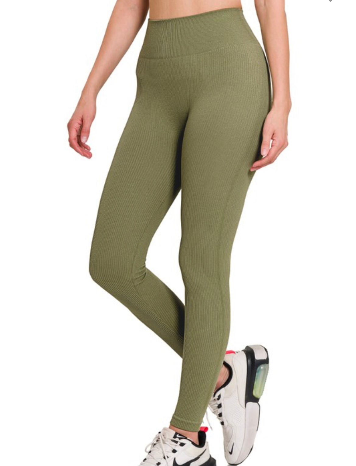 Light Olive Ribbed Leggings - Sawyer + Co.