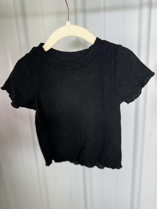 Ribbed Crop Tee Black