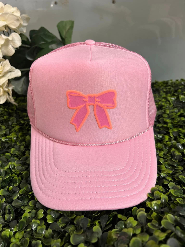 BOW PUFF PINK TRUCKER HAT