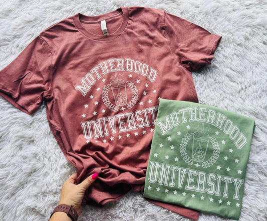 Motherhood University Tee Sage Green - Sawyer + Co.