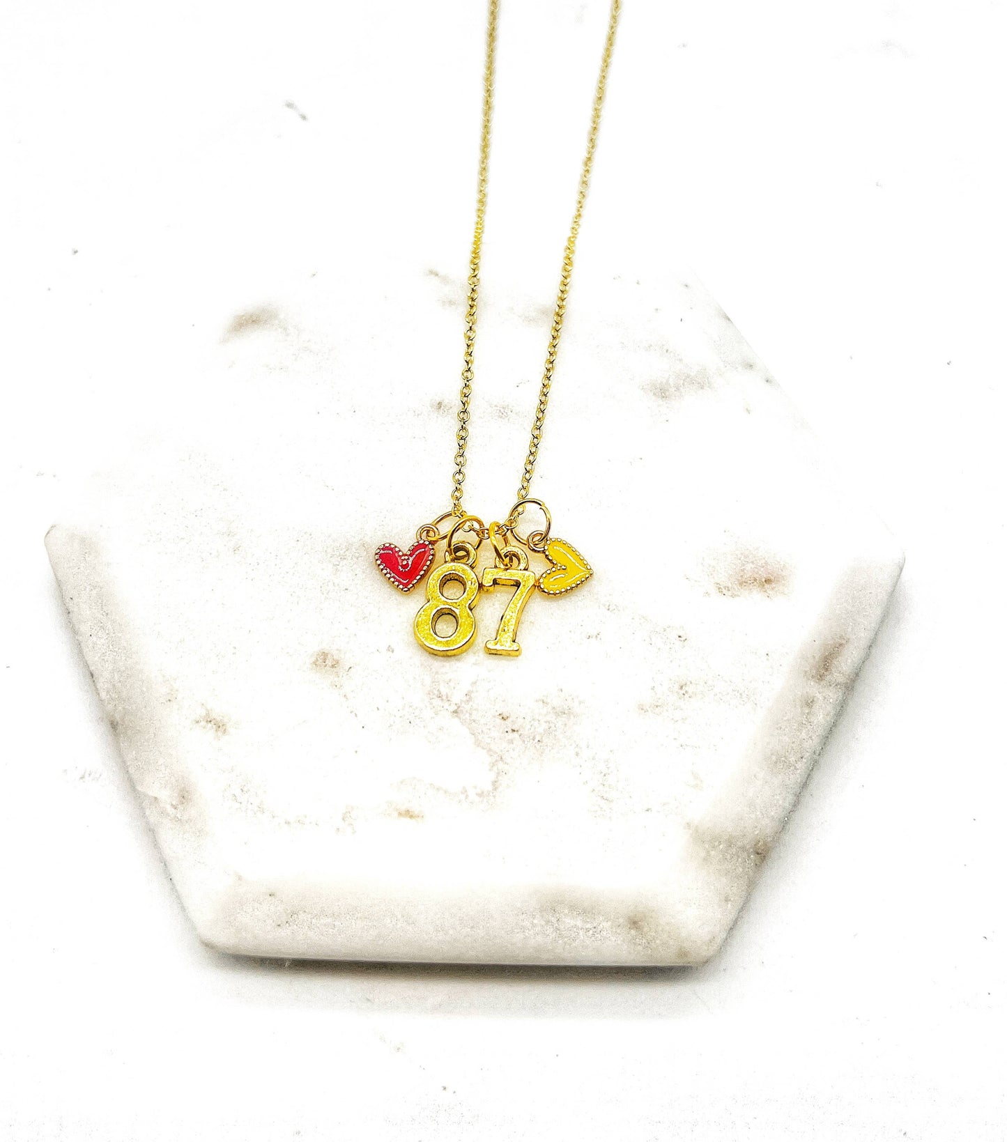 Gold 87 Kelce Kansas City Charm Necklace Chiefs  KC