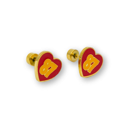 Kansas City KC #87 Kelce Heart Enamel Stud Earrings