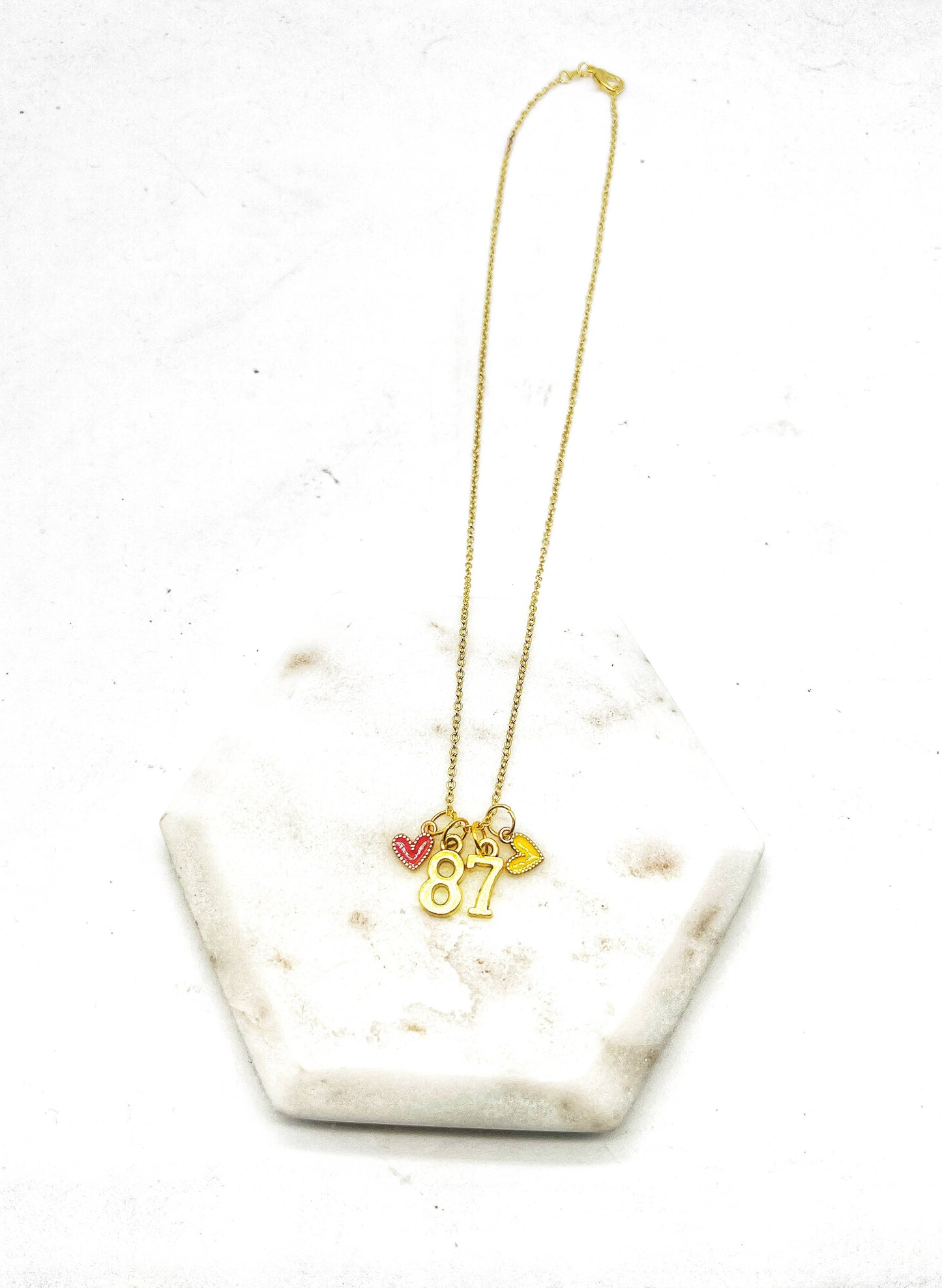 Gold 87 Kelce Kansas City Charm Necklace Chiefs  KC