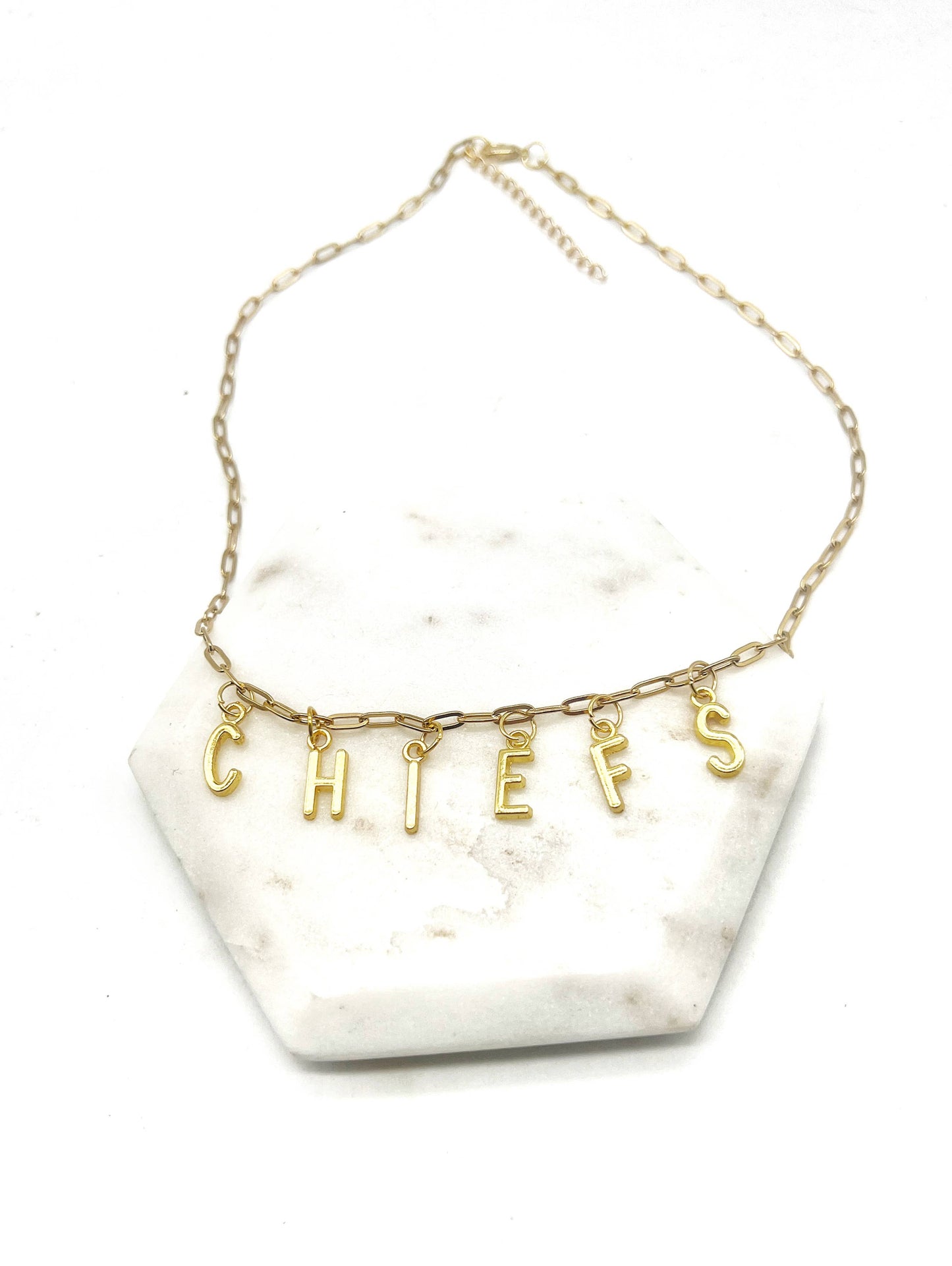 Gold KC Football Charm Chiefs Kansas City Necklace