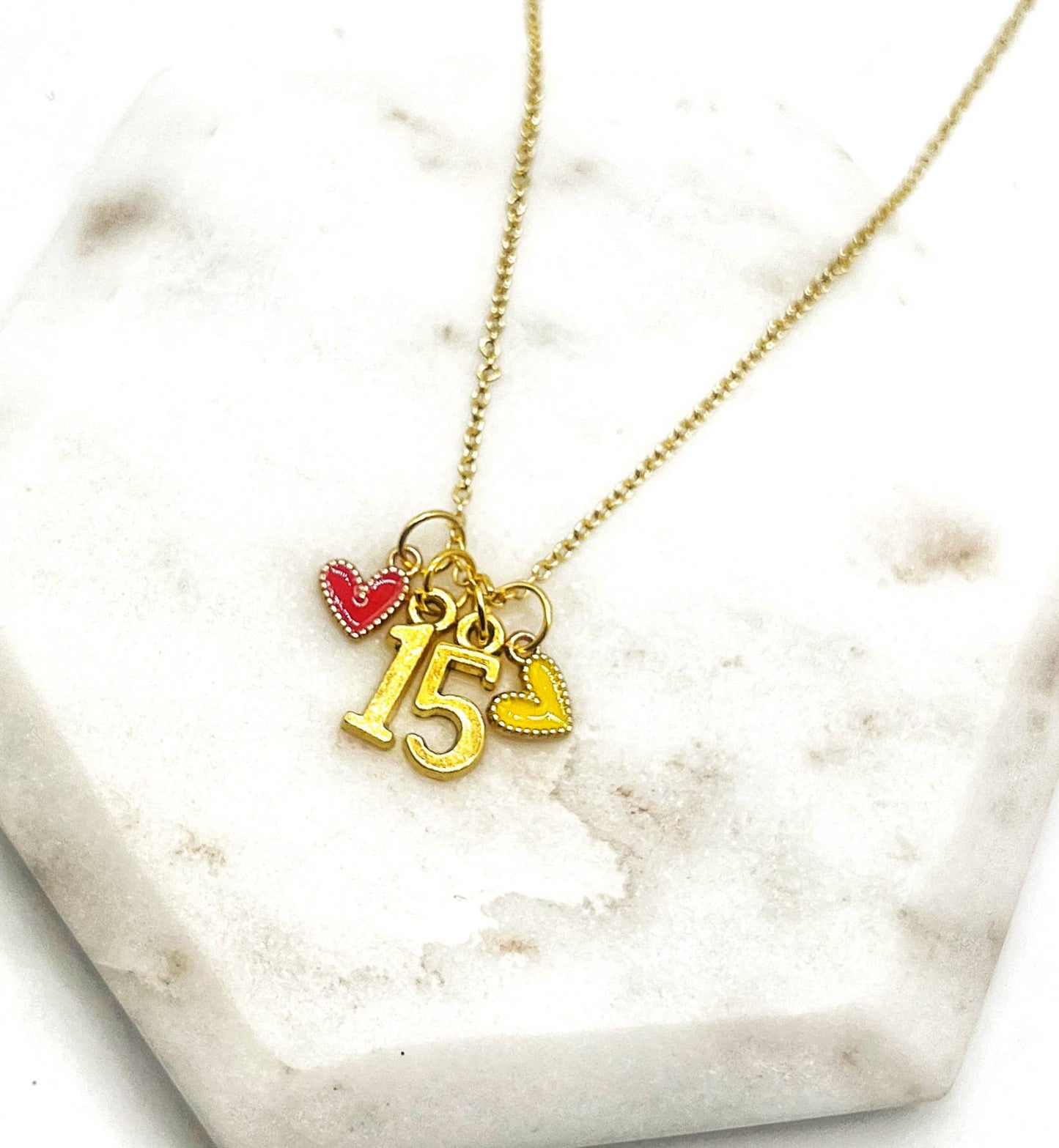 Gold 15 Mahomes Kansas City Charm Necklace Chiefs KC