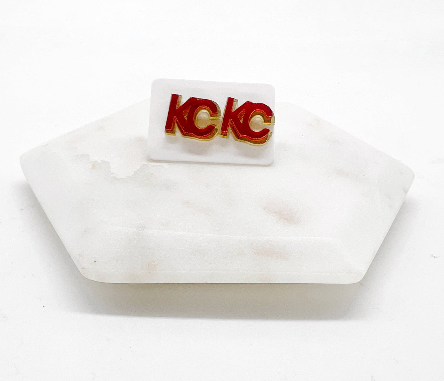 Gold and Red KC Kansas City Chiefs Game Day Stud Earrings