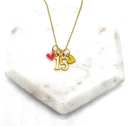 Gold 15 Mahomes Kansas City Charm Necklace Chiefs KC