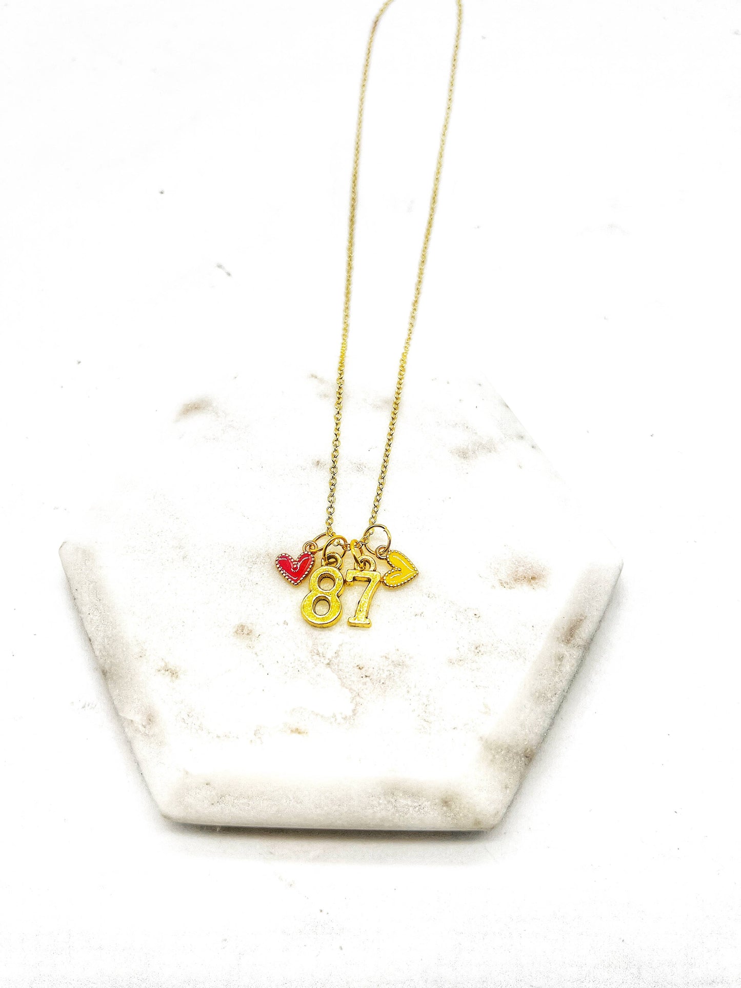 Gold 87 Kelce Kansas City Charm Necklace Chiefs  KC