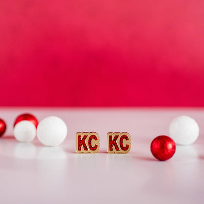 Red Glitter & Gold Mirror KC Studs Kansas City Football