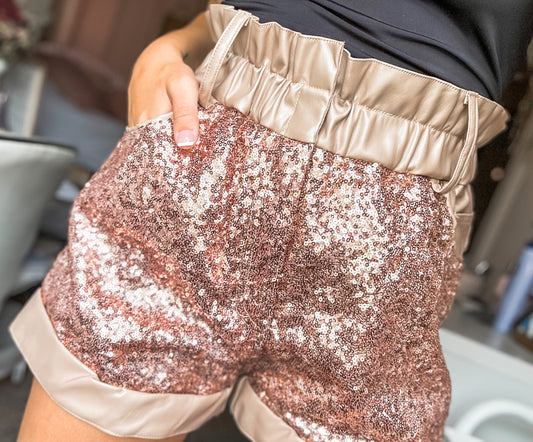 Leather & Sequins Paper Bag Shorts - Sawyer + Co.
