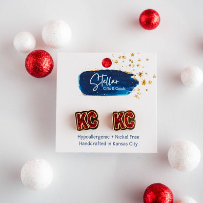 Red Glitter & Gold Mirror KC Studs Kansas City Football